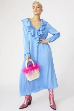 Blue Ruffle Maxi Shift Dress -Deals Plain Midis Store blue ruffle maxi shift dress p14235 93307 image