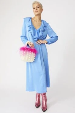 Blue Ruffle Maxi Shift Dress -Deals Plain Midis Store blue ruffle maxi shift dress p14235 93308 image
