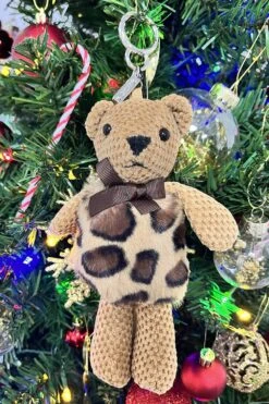 JAYLEY Animal Print Faux Fur Teddy Bear