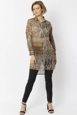 JAYLEY Animal Print Leopard Print Oversized Shirt Dress -Deals Plain Midis Store jayley animal print leopard print oversized shirt dress p5130 63994 image