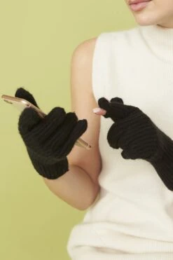 JAYLEY Black Banana Peel Blend Gloves -Deals Plain Midis Store jayley black banana peel blend gloves p13757 93152 image