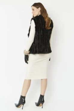 JAYLEY Black Cashmere Blend Faux Fur Gilet -Deals Plain Midis Store jayley black cashmere blend faux fur gilet p3819 58175 image