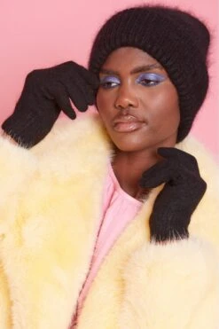 JAYLEY Black Cashmere Blend Gloves -Deals Plain Midis Store jayley black cashmere blend gloves p13760 93163 image