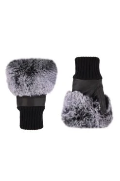 JAYLEY Black Faux Fur Fingerless Gloves