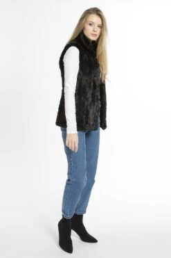 JAYLEY Black Faux Fur Gilet -Deals Plain Midis Store jayley black faux fur gilet p3674 57561 image