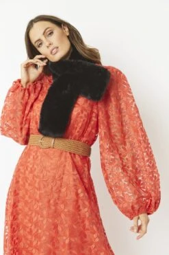 JAYLEY Black Faux Fur Scarf