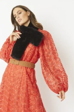 JAYLEY Black Faux Fur Scarf -Deals Plain Midis Store jayley black faux fur scarf p4698 61646 image