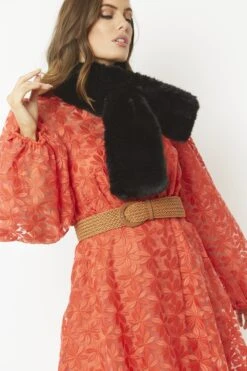 JAYLEY Black Faux Fur Scarf -Deals Plain Midis Store jayley black faux fur scarf p4698 61650 image