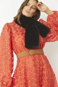 JAYLEY Black Faux Fur Scarf -Deals Plain Midis Store jayley black faux fur scarf p4698 61651 image