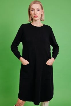 JAYLEY Black Pure Cashmere Dress -Deals Plain Midis Store jayley black pure cashmere dress p14522 96038 image