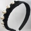JAYLEY Black Ruched And Pearl Headband