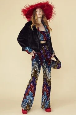 JAYLEY Black Sequin And Faux Fur Bag -Deals Plain Midis Store jayley black sequin and faux fur bag p12951 87751 image