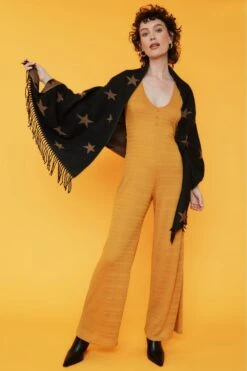 JAYLEY Black Star Tassel Reversible Cashmere Blend Scarf -Deals Plain Midis Store jayley black star tassel reversible cashmere blend scarf p10775 75261 image