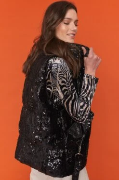 JAYLEY Black Velvet Sequin Gilet