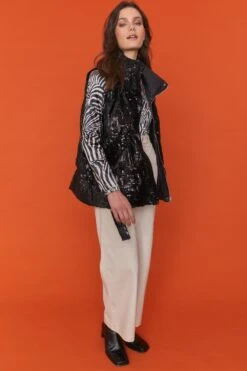 JAYLEY Black Velvet Sequin Gilet -Deals Plain Midis Store jayley black velvet sequin gilet p12364 90193 image