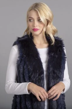 JAYLEY Blue Cashmere Blend Faux Fur Gilet