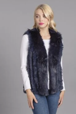JAYLEY Blue Cashmere Blend Faux Fur Gilet -Deals Plain Midis Store jayley blue cashmere blend faux fur gilet p3817 58164 image