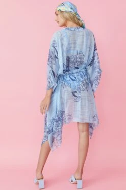 JAYLEY Blue Cashmere Blend Kimono -Deals Plain Midis Store jayley blue cashmere blend kimono p11916 82987 image