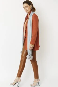 JAYLEY Blue Cashmere Blend Wrap With Faux Fur Heart Poms -Deals Plain Midis Store jayley blue cashmere blend wrap with faux fur heart poms p4830 62298 image