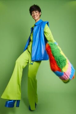 JAYLEY Blue Eco Leather Gilet -Deals Plain Midis Store jayley blue eco leather gilet p13748 93078 image