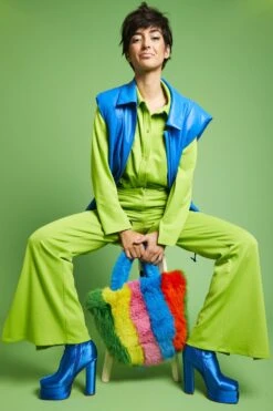 JAYLEY Blue Eco Leather Gilet -Deals Plain Midis Store jayley blue eco leather gilet p13748 93079 image