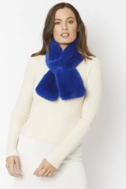 JAYLEY Blue Faux Fur Scarf -Deals Plain Midis Store jayley blue faux fur scarf p4697 61643 image