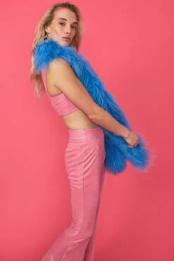 JAYLEY Blue Long Mongolian Fur Scarf -Deals Plain Midis Store jayley blue long mongolian fur scarf p11034 77114 image