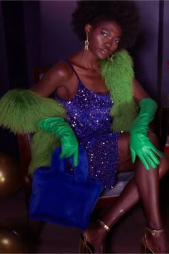 JAYLEY Blue Sequin Cami Ruffle Dress -Deals Plain Midis Store jayley blue sequin cami ruffle dress p11340 79087 image