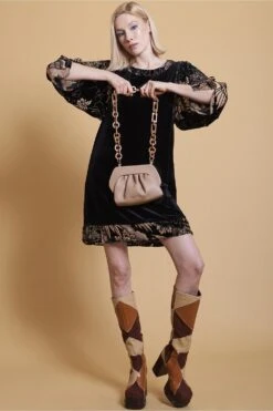 JAYLEY Brown Charlotte Leather Clutch And Shoulder Handbag