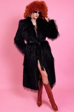 JAYLEY Brown Oversized Bamboo Fur Hat -Deals Plain Midis Store jayley brown oversized bamboo fur hat p14284 95676 image