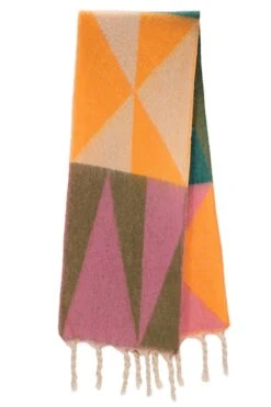 JAYLEY Cashmere Blend Geometric Wrap In Orange