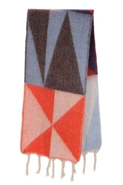 JAYLEY Cashmere Blend Geometric Wrap In Red