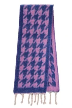 JAYLEY Cashmere Blend Houndstooth Check Scarf In Purple