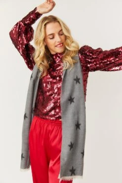 JAYLEY Cashmere Blend Star Design Scarf / Wrap -Deals Plain Midis Store jayley cashmere blend star design scarf wrap p11215 78368 image
