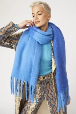 JAYLEY Cashmere Blue Oversized Two Tones Scarf