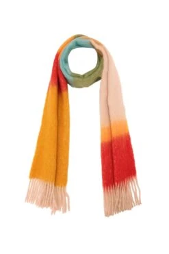 JAYLEY Cashmere Oversized Striped Scarf In Yellow And Blue