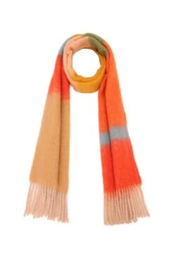 JAYLEY Cashmere Oversized Striped Scarf In Yellow And Orange