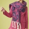 JAYLEY Cashmere Pink And Purple Animal Print Oversized Scarf