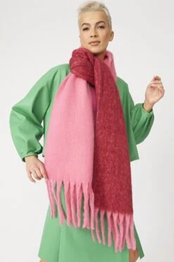 JAYLEY Cashmere Pink Oversized Two Tones Scarf