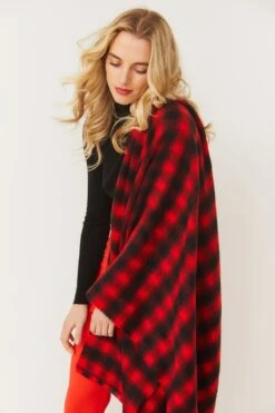 JAYLEY Checkered Red And White Cashmere Scarf -Deals Plain Midis Store jayley checkered red and white cashmere scarf p11210 78345 image