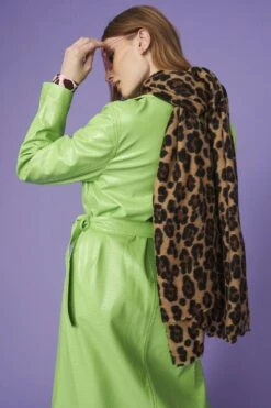 JAYLEY Chocolate Cashmere Blend Leopard Print Wrap