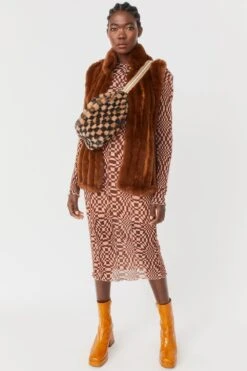 JAYLEY Chocolate Faux Fur Gilet