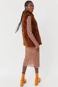 JAYLEY Chocolate Faux Fur Gilet -Deals Plain Midis Store jayley chocolate faux fur gilet p3679 77852 image