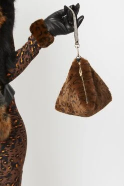 JAYLEY Chocolate Pyramid Faux Fur Bag