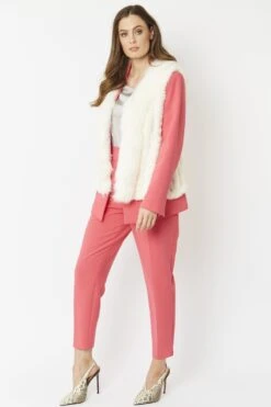 JAYLEY Cream Cashmere Blend Faux Fur Gilet -Deals Plain Midis Store jayley cream cashmere blend faux fur gilet p3820 58181 image