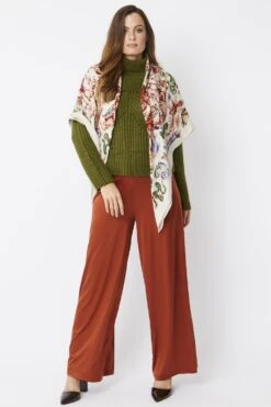 JAYLEY Cream Cashmere Blend Hand Painted Print Wrap -Deals Plain Midis Store jayley cream cashmere blend hand painted print wrap p5214 64382 image