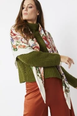 JAYLEY Cream Cashmere Blend Hand Painted Print Wrap -Deals Plain Midis Store jayley cream cashmere blend hand painted print wrap p5214 64386 image