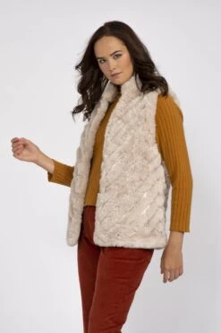 Deals Plain Midis Store -Deals Plain Midis Store jayley cream faux fur faux suede diagonal stripe gilet p3885 58428 image