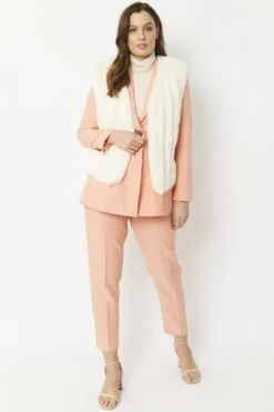 JAYLEY Cream Faux Fur Faux Suede Vertical Stripe Gilet -Deals Plain Midis Store jayley cream faux fur faux suede vertical stripe gilet p5270 64696 image