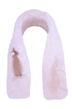 JAYLEY Cream Faux Fur Scarf With Pearl Detail